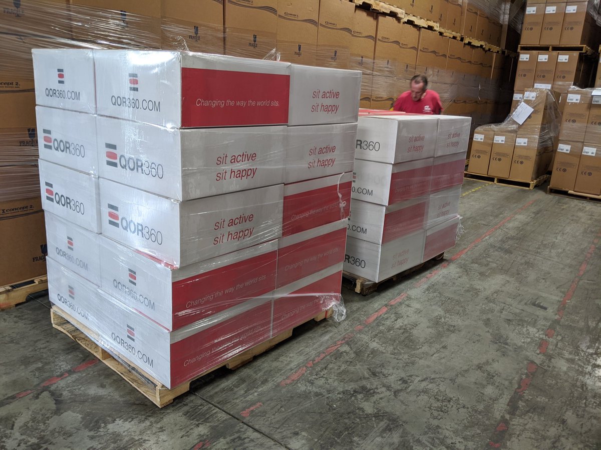 qor360's tweet photo. If you ordered a chair in the past week, hang in there. Your chair is coming!! #activesitting #qor360 #posture #backpain #startup #activechair https://t.co/QAkXJCcPby