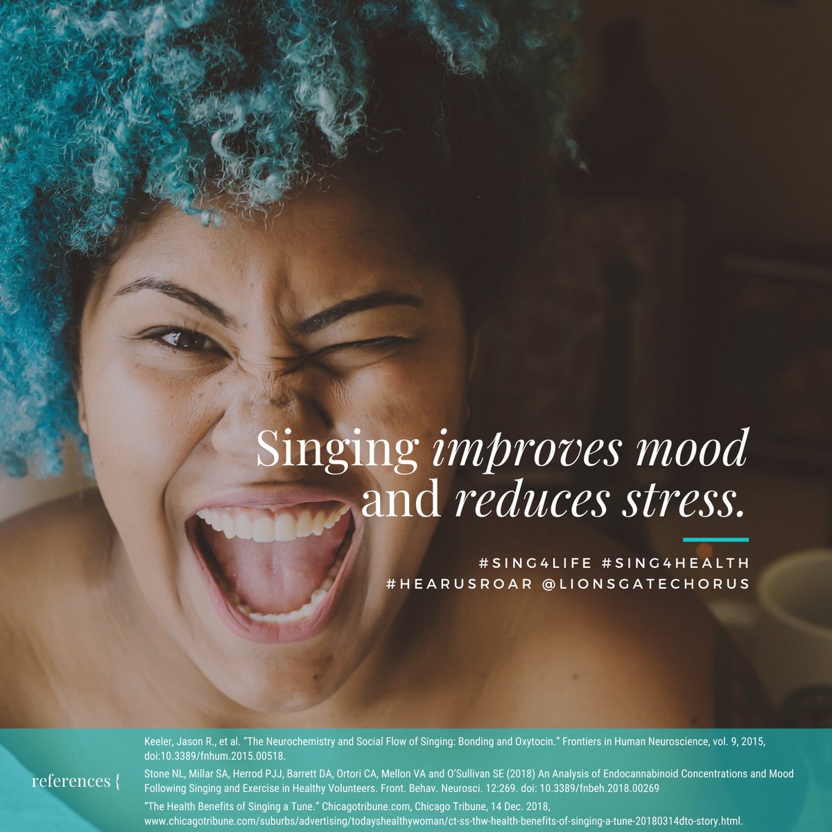 Fact: Singing improves mood and reduces stress! #wellness20 #sing4health #sing4life #hearusroar #lionsgatechorus

Check out our round-up of some of the top health benefits of singing at ow.ly/VisD50y7muT

Sing with us! lionsgatechorus.ca/join-us