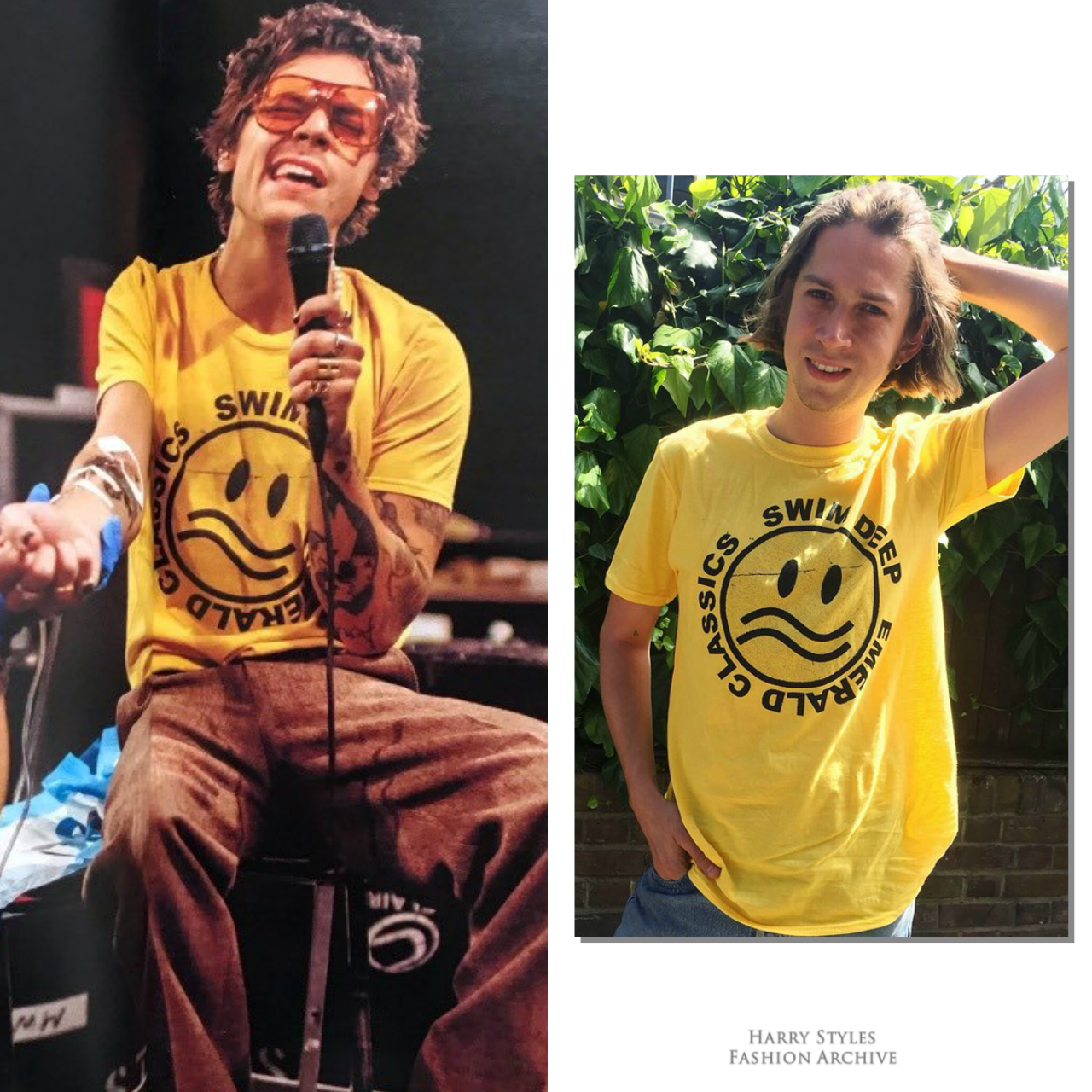 Harry Styles Fashion Archive on X Harry wore a SWIM DEEP Emerald Classics t shirt unavailable for purchase for RollingStone https t gBLOfiImRX X