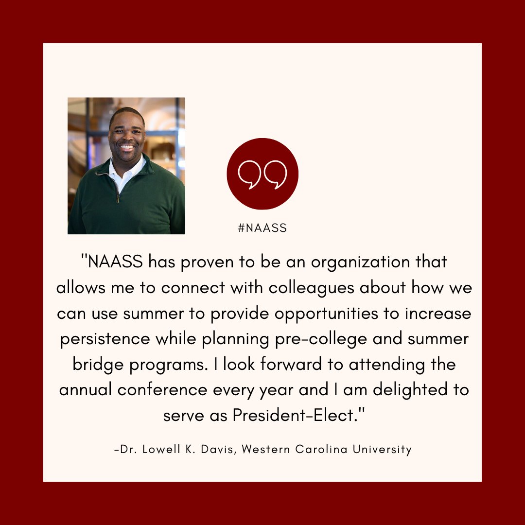 Today's #NAASS Member Feature highlights Dr. Lowell K. Davis, Associate Vice Chancellor for Student Success at <a href="/WCU/">Western Carolina University</a> and NAASS President-Elect.