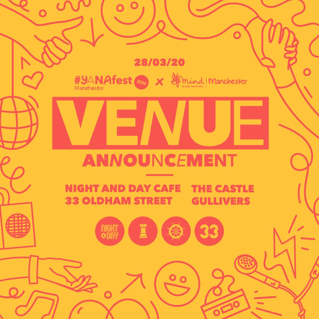 THIS YEARS VENUES ARE... @nightanddaycafe / @GulliversNQ / @thecastlehotel / #33oldhamstreet 💛 Wristbands are just £10 and available now : skiddle.com/e/13535808 All in aid of @ManchesterMind x