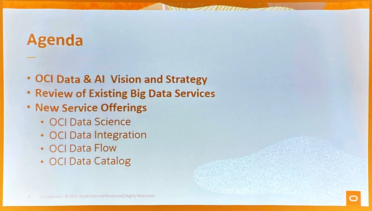 DHenschen's tweet photo. I’m back on the Data & #Analytics track at @Oracle #gen2cloud summit in Seattle. Carter Shanklin is digging in on OCI data services - theme is “low ops/no ops” https://t.co/nU5sBEF1aD