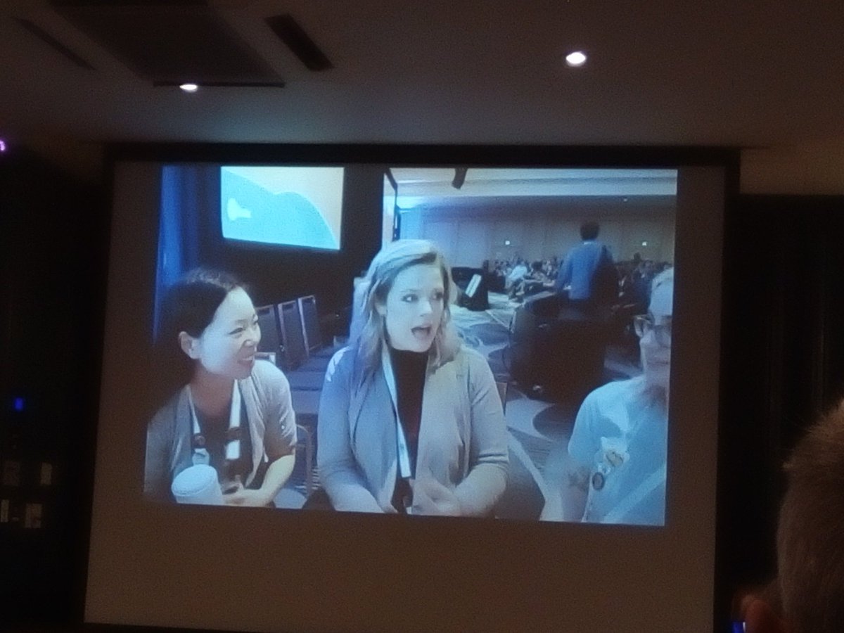 R_Forwards's tweet photo. Our own @CivicAngela and @kierisi representing #RForwards amongst other things at the #rstudioconf pre-game. https://t.co/F75Ey62uMK