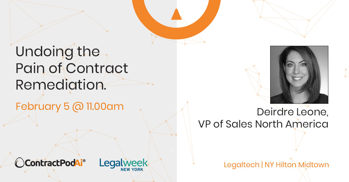 Leahai_ai's tweet photo. Join Deirdre Leone at Legaltech 2020 to hear from her and other esteemed speakers on how to break down the complexities of contract remediation. This is your remediation medication! https://t.co/PE2xpp7c7I
#Legaltech #Legalweek20 #PowerOps https://t.co/KszL65s05y