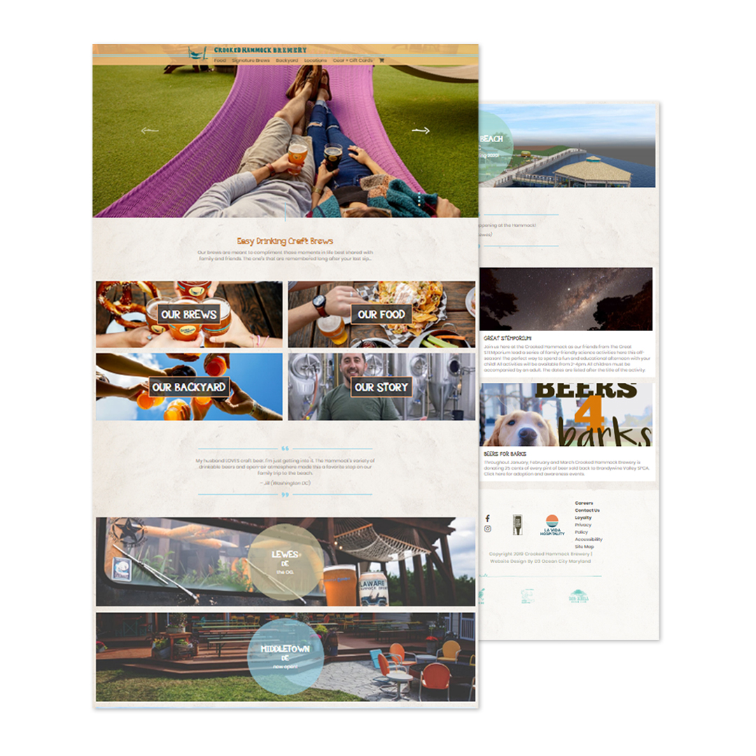 D3Corp's tweet photo. The website that D3 created for @CrookedHammock was definitely a fun one ๐ค who doesn't love summertime and good vibes at a local brewery? #d3doesit #webdesign https://t.co/N7Oqqe1L65