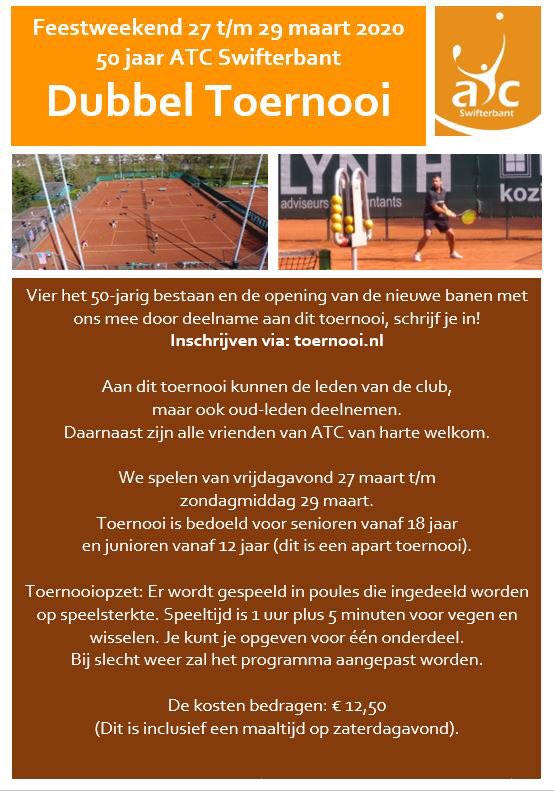 Valluck2's tweet photo. Feest jij met ons mee!! Schrijf je snel in voor het dubbeltoernooi bij ATC Swifterbant. Voor meer info. https://t.co/ZlEr0e7tmJ https://t.co/bRCzZhOW9j