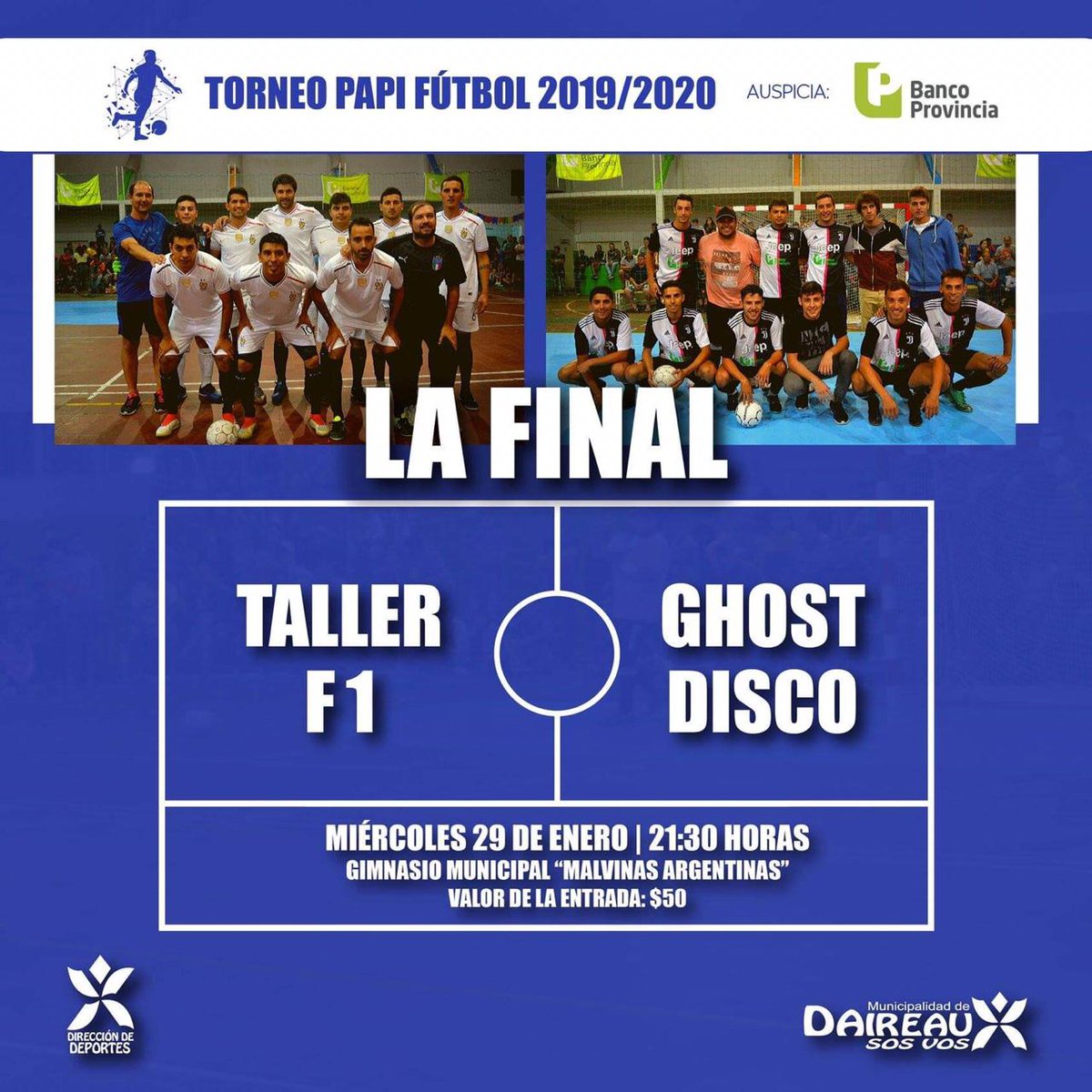 AHORA- HOY, 21:30HS. LA GRAN FINAL DE LA EDICIÓN 2019/2020 DEL TORNEO DE "PAPI FUTBOL" EN DAIREAUX.
#Futbol #PapiFutbol #Final #Daireaux