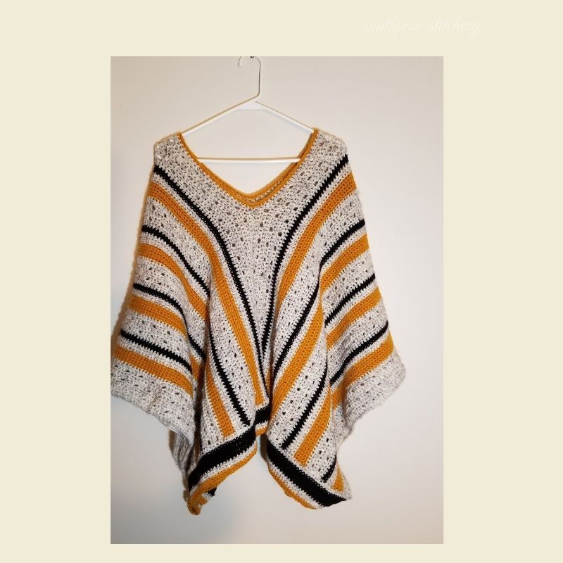 spawstitchery's tweet photo. Easy Striped Poncho Free Crochet Pattern https://t.co/ZgyWhKnAmi https://t.co/ji5MIiEppI