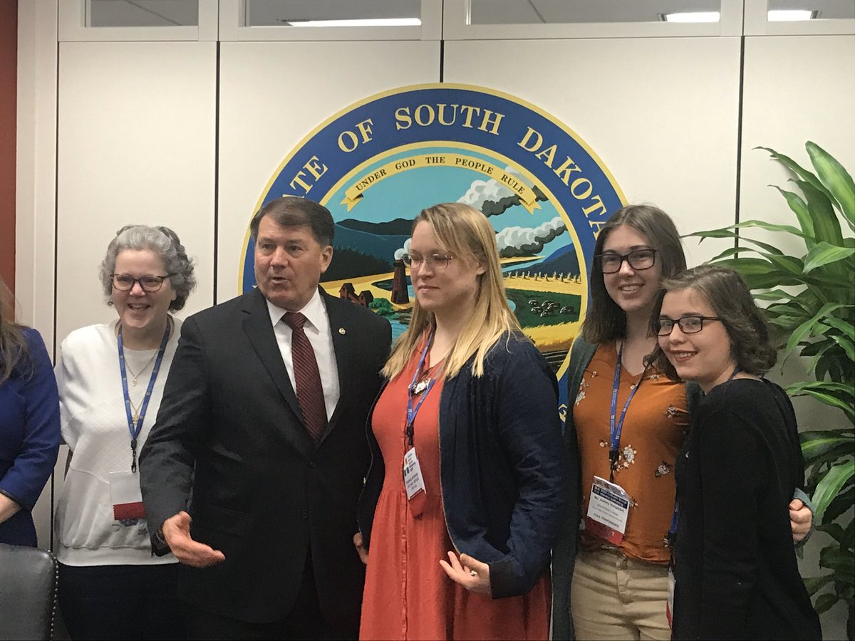 USCCBJFI's tweet photo. Yesterday a group of students from @mountmarty met with @SenatorRounds &amp; @SenJohnThune to talk about poverty aid, dreamers, reduction of nuclear weapons #CSMG20 https://t.co/jVyWWN8qFx
