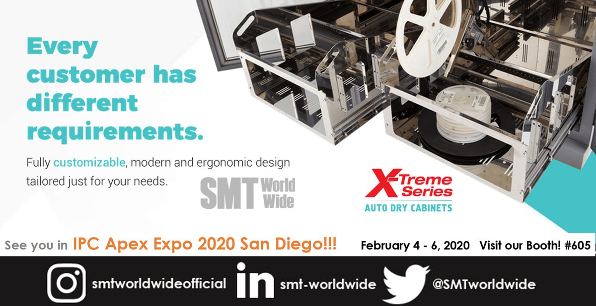 SMTLegacy's tweet photo. #XTremeSeries #AutoDryCabinets Turkish technology at its best, leading #supplier of DRY STORAGE CABINETS. Visit our booth at #IPCAPEX20 and discover the most amazing technology manufacturers #partners #partnership #drystorage #ipcapex Feb 4-6, 2020 #sandiego #Booth605 https://t.co/3v8qkzSRSk