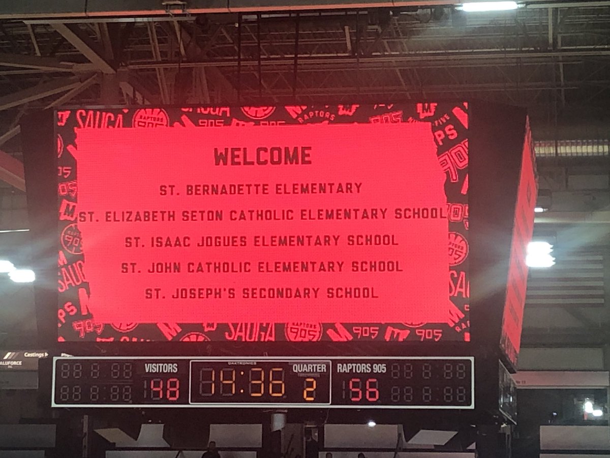 CoutoMr's tweet photo. Enjoying a day at the @Raptors905 game with the @StBernaDPCDSB crew! https://t.co/Ubk9r3tK84