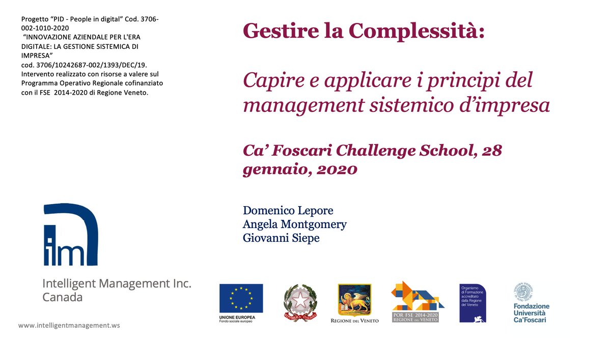 AMontgomeryPhD's tweet photo. Delighted to kick off our course yesterday for SMEs on Systemic Management together with the University of Venice Ca' Foscari.
#systemicmanagement #Deming #TheoryOfConstraints #systemicperspective https://t.co/JogTv1nlBw