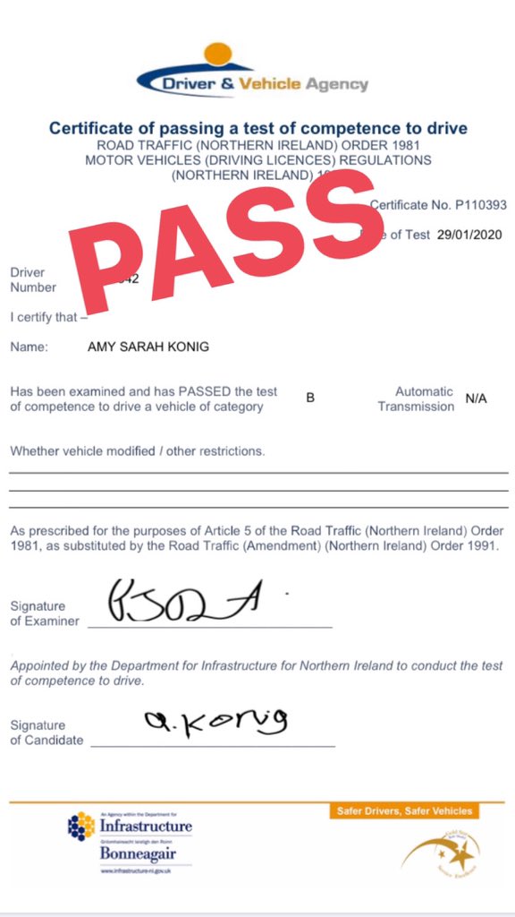 lessonsderry's tweet image. ⭐️⭐️CONGRATULATIONS⭐️⭐️    To Amy König passed her driving test today 🚗💨💨💨