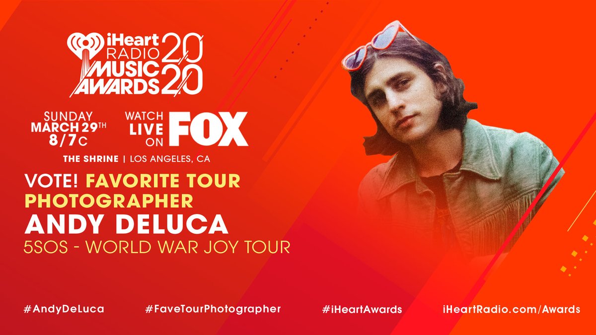 📷 <a href="/shmandeluca/">Andy DeLuca</a> x <a href="/5SOS/">5 Seconds of Summer</a> 📷

#AndyDeLuca #FaveTourPhotographer #iHeartAwards
iHeartRadio.com/Awards