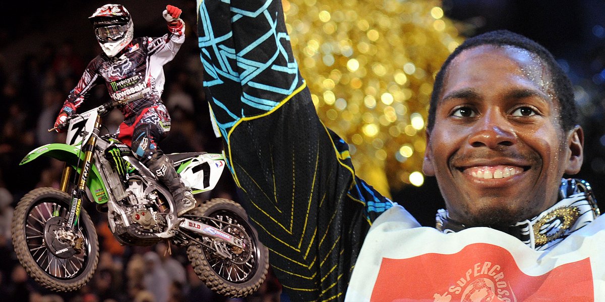 MotorsportsNBC's tweet image. James Stewart got the nickname "The Fastest Man on The Planet,” and lived up to it.

Four @SupercrossLive titles
A perfect 24-0 season in 2008
98 total AMA wins.

#BlackHistoryMonth