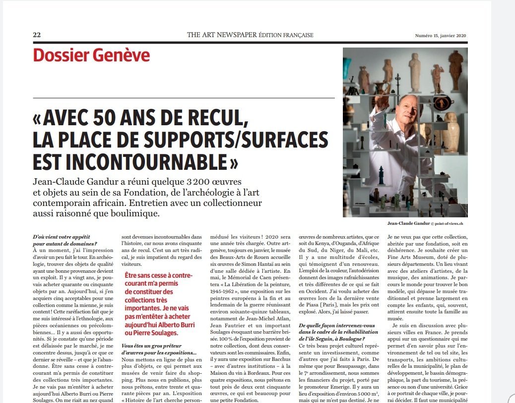 alexcrt_art's tweet photo. La #FondationGandurpourlart @g_gandur #FondationGandur #Geneve s'expose à #artgeneve #foire #SupportsSurfaces #art
Mon interview de #JeanClaudeGandur ds #TheArtNewspaper edition francaise de janvier mensuel disponible sur la foire @TANdailyFrance #artcontemporain #contemporaryart https://t.co/eDavPkbwZy