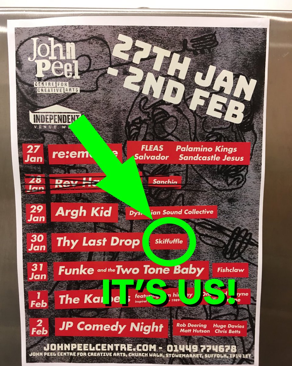 Skiffuffle (@skiffuffle) on Twitter photo Look! We’re on a cool poster at an excellent venue as part of an amazing week of live music - wheee! Come check us out tomorrow, and stay for <a href="/thylastdrop/">thylastdropuk</a> because they’re brilliant. You won’t be disappointed. Look! We’re on a cool poster at an excellent venue as part of an amazing week of live music - wheee! Come check us out tomorrow, and stay for <a href="/thylastdrop/">thylastdropuk</a> because they’re brilliant. You won’t be disappointed.