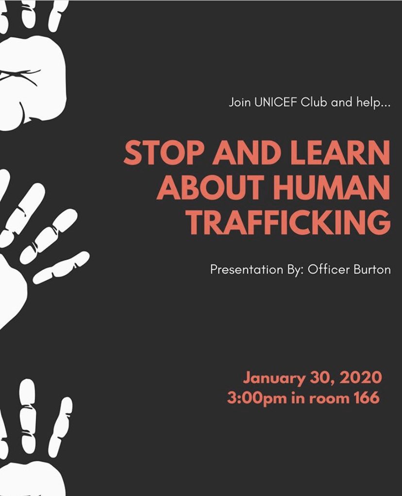 CGHS_HOSA's tweet photo. Hosa is supporting UNICEF in teaching more about human trafficking. Please join us in room 166 tomorrow at 3:00! https://t.co/5p7Q6sK1Nk