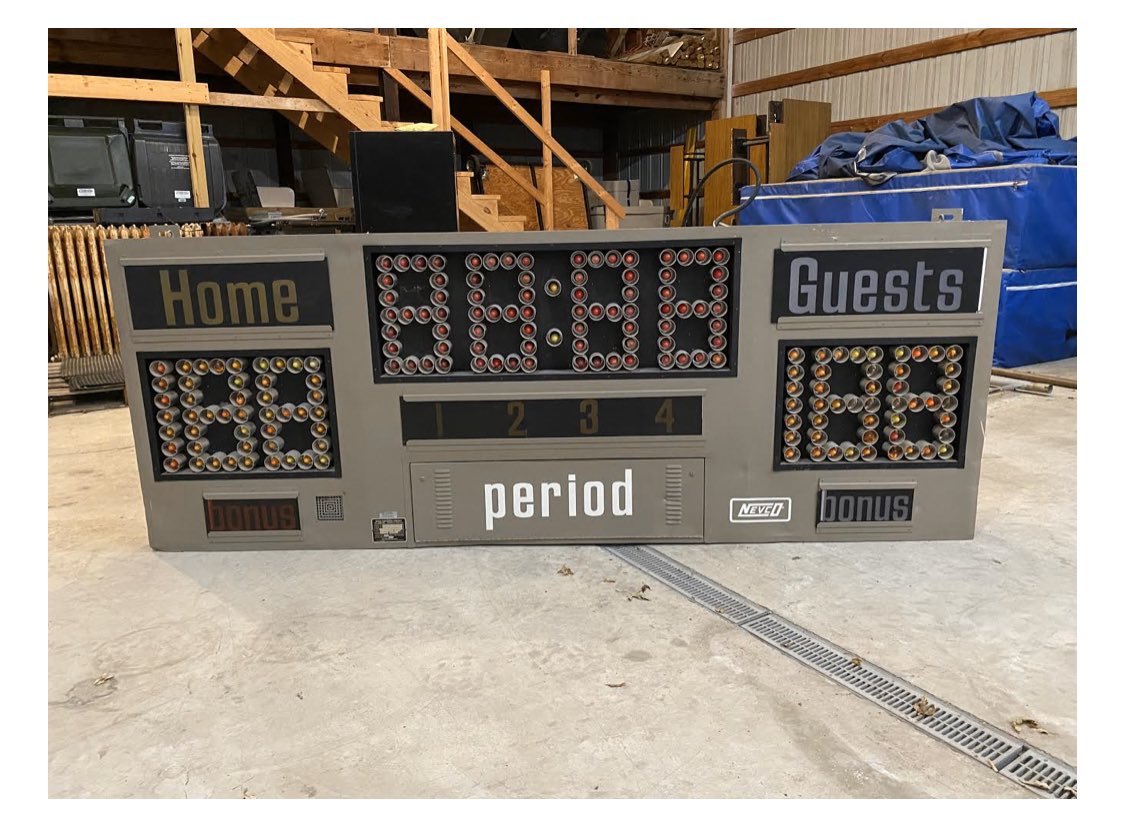 1/8 “live auction” items. The original scoreboard from the south gym. 

See you Saturday!!