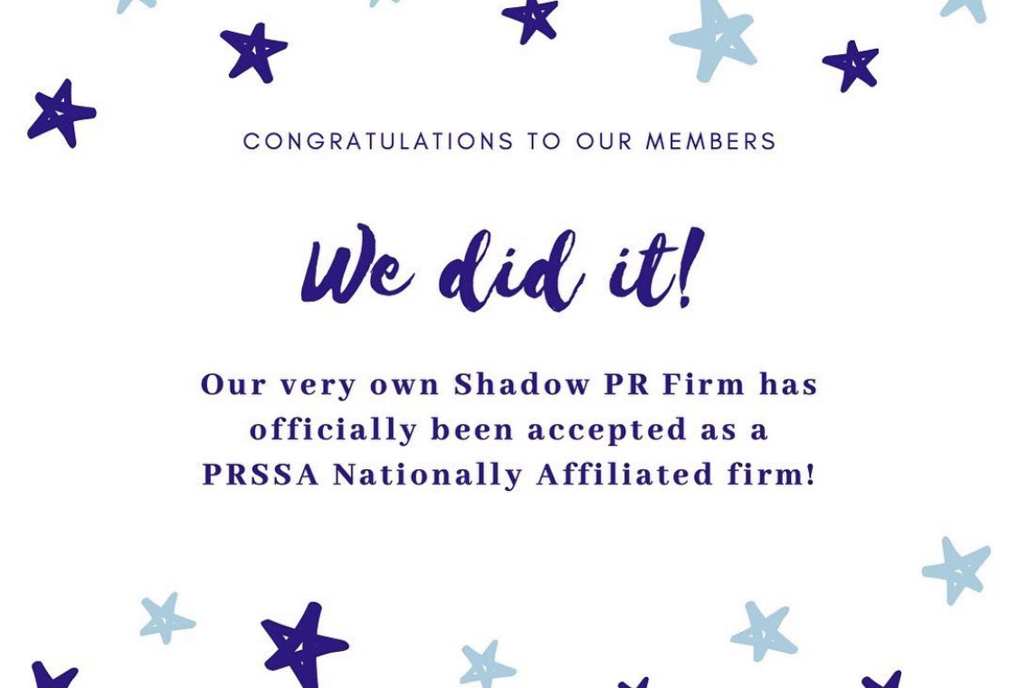MUShadowPR's tweet image. We are so excited to start this semester off as a PRSSA Nationally Affiliated Firm ✨