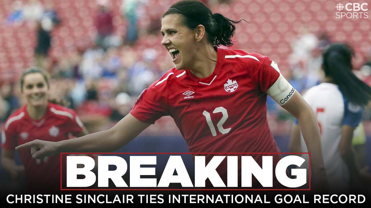 CBCOlympics's tweet image. BREAKING | Christine Sinclair has tied the international goals record after scoring on a penalty kick

@CanadaSoccerEN #Sincy185