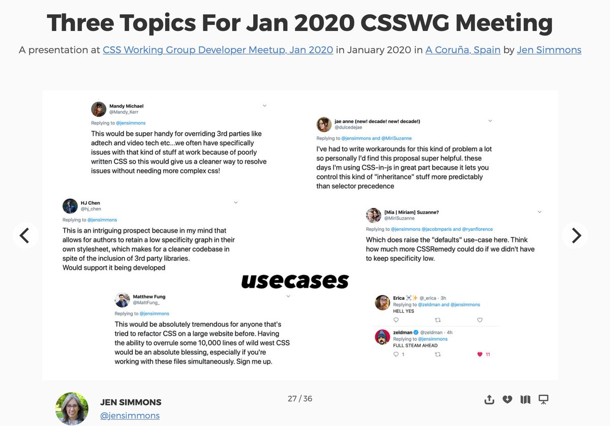 a slide from my slide deck, with screenshots of tweets