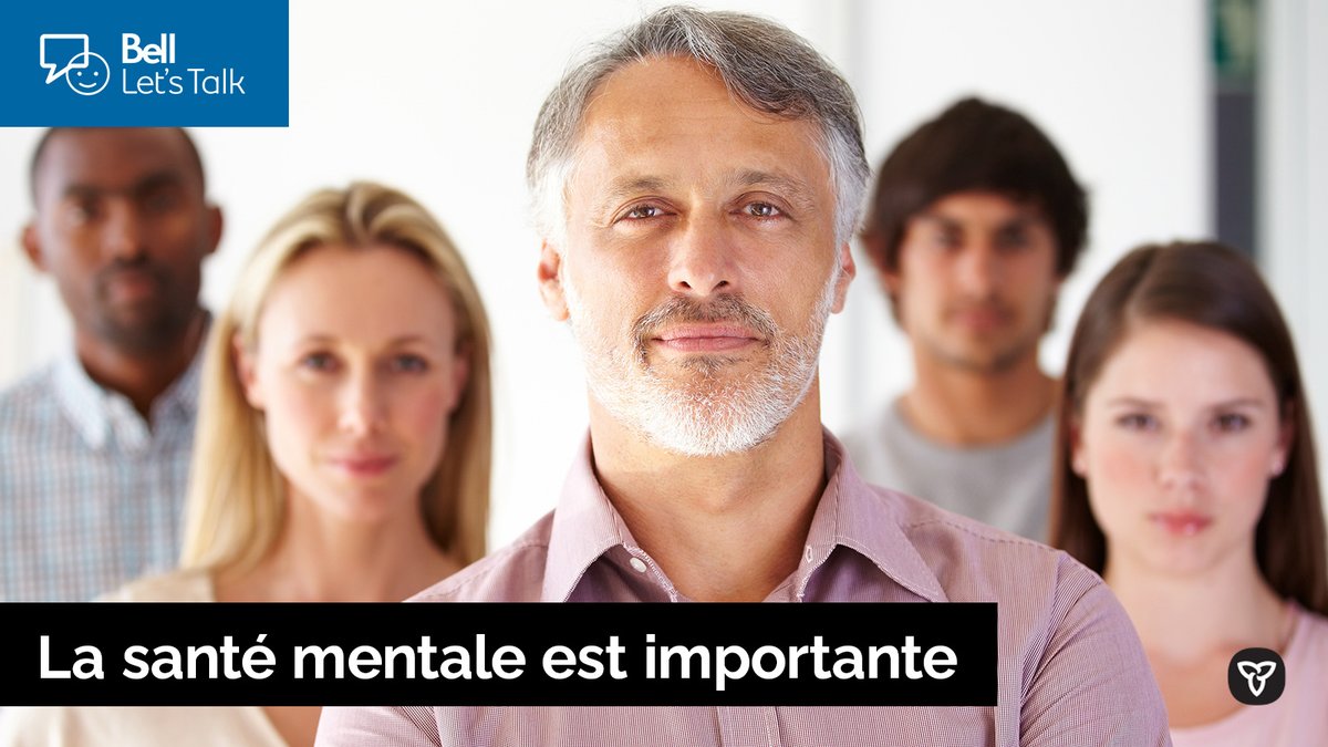 Trois personnes souriantes.
Texte de l’image: «La santé mentale est importante »
