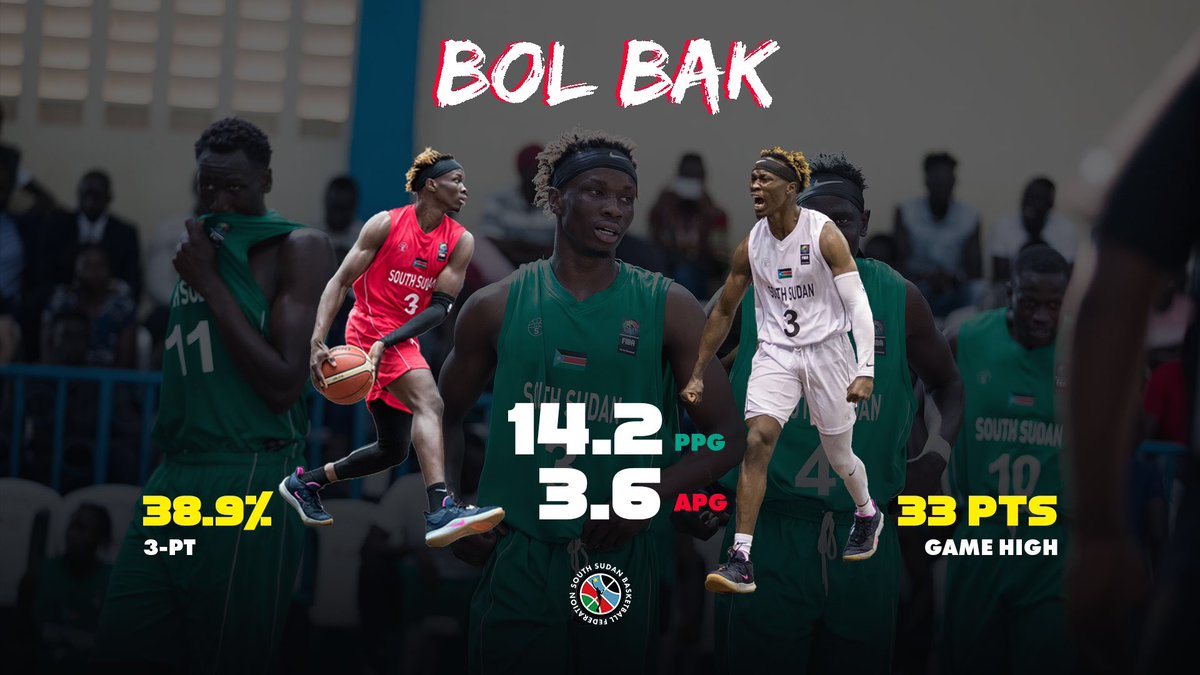 SSBFed's tweet photo. Bol Bak showed out in Zone 5 AfroBasket 2021 Preliminaries top scoring in 2 of the 5 games!
Make sure to give him a follow @BolBak13
#YaWhoDa #SouthSudan πΈπΈπ https://t.co/B5HANOa2SU