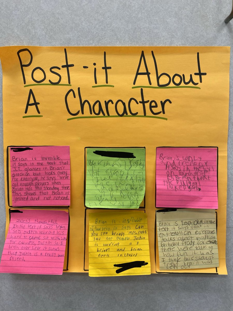 In our interpretation unit, we read “The Invisible Boy.” Students gathered ideas about a character and used text evidence to back up their ideas. #FHLeads