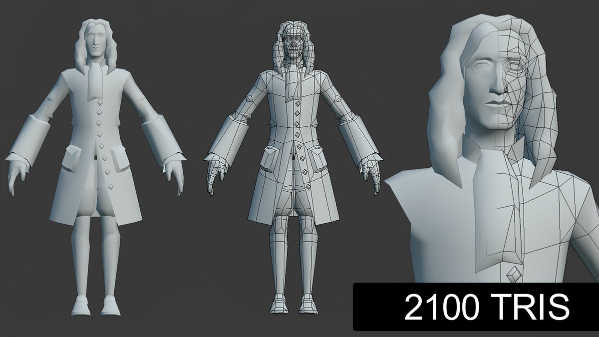 Brain Graft On Twitter New Low Poly Project W I P Isaac Newton Blender3d Lowpoly