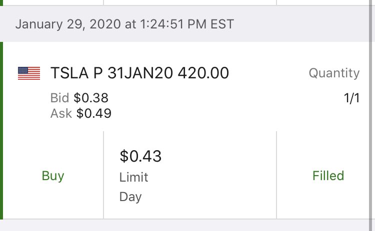 hrrescue's tweet photo. my bet on $TSLA today. https://t.co/veMZy3zZy9