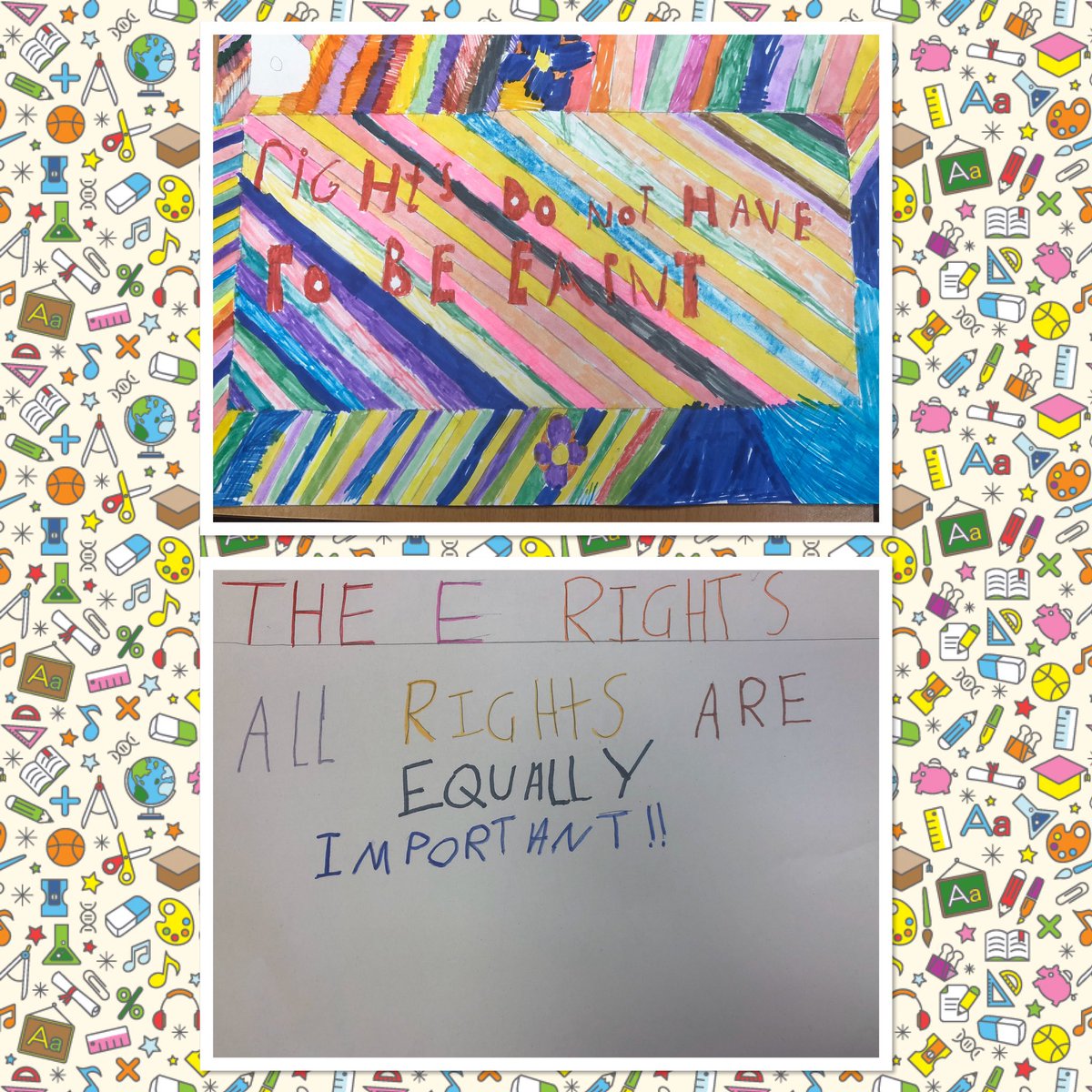 P7Carmuirs2020's tweet photo. A great line from the P7 children’s rights composition - to illustrate the point that rights can not be taken away ‘Nae matter wit ye dae, rights stick tae ye like glae’ Perfect for Scottish week! #carmuirsrights @UNCRC https://t.co/jPDbKn7q7N