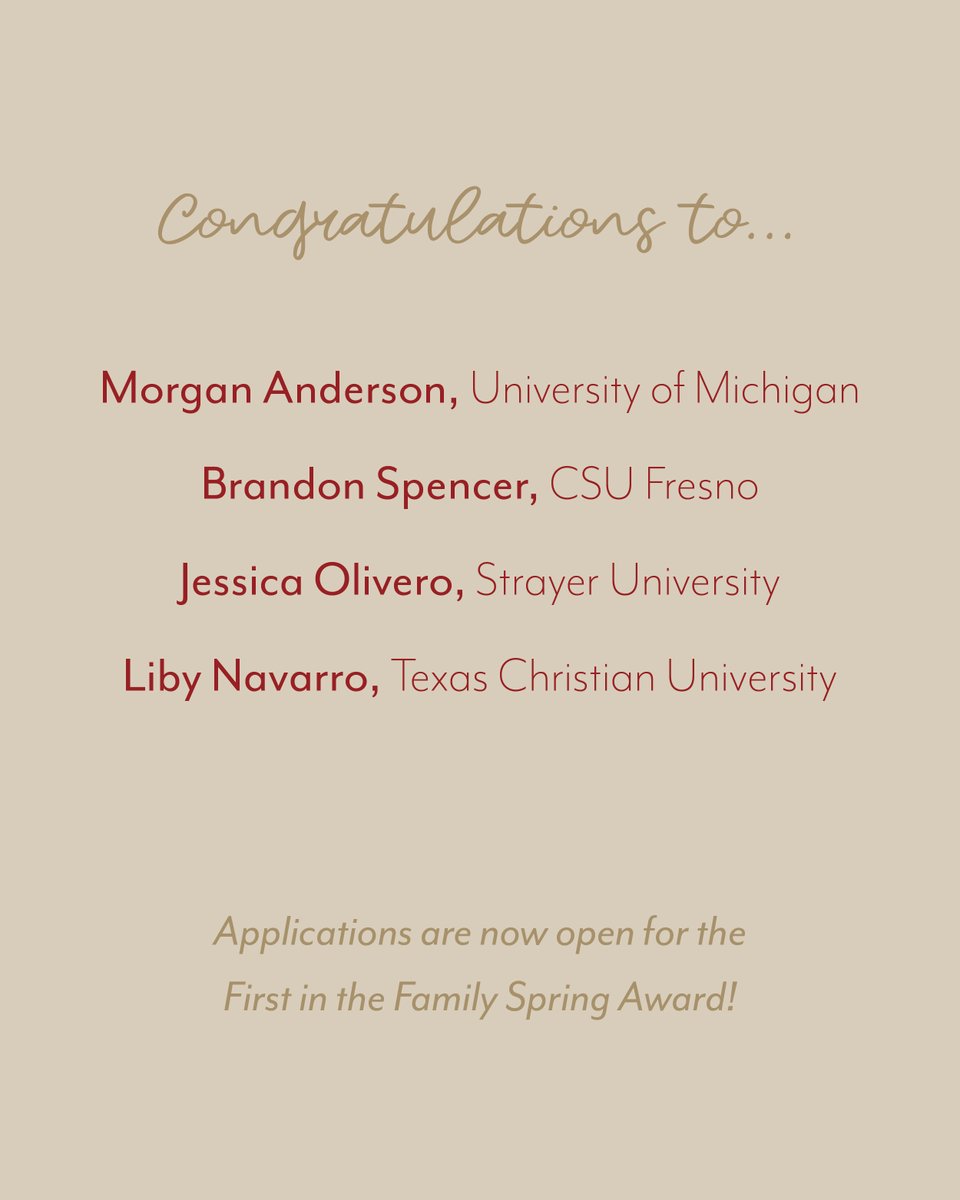 Congratulations to our Fall recipients of the First in the Family Award! We are so proud of your academic and personal achievements. We cannot wait to hear the inspiring stories of our Spring applicants-Apply now! #NSCS #Scholarship #HonorsSociety