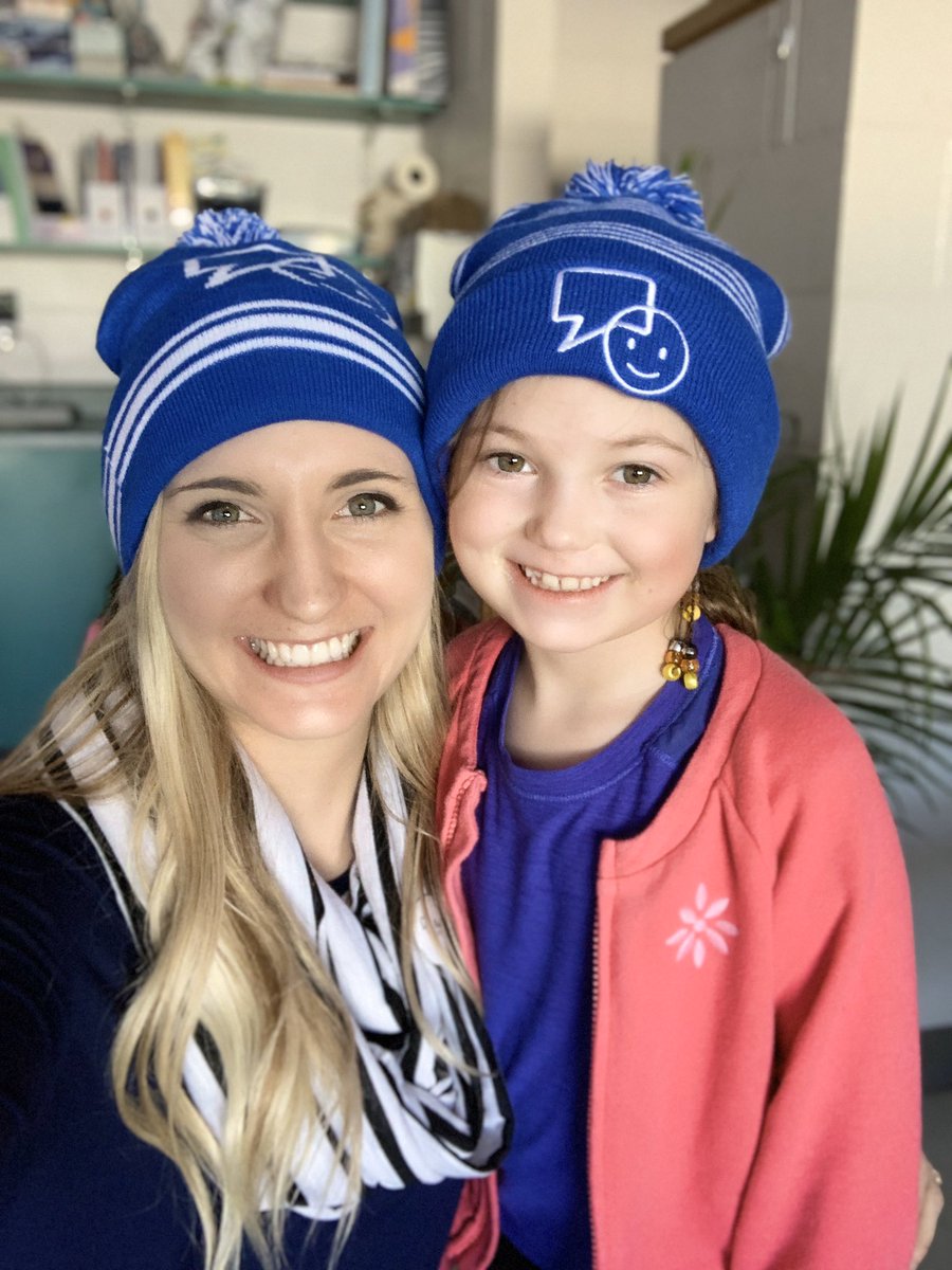 MrsOConnorOCSB's tweet photo. This friend was SO excited about her new #BellLetsTalk swag that she won!Thanks @StJamesOCSB ! Her brilliant idea: “we can take a selfie together with our hats on and post it on your twitter so we can donate more money!” #heartexplosion 💙 https://t.co/HsoKSeqE5A