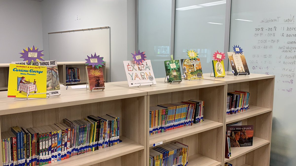 FiresideRVS's tweet photo. Mrs. Brooks has displayed all of our teacher favourite books for Literacy week in the learning commons #rvslit #rvsed https://t.co/L3AGE7uoqE