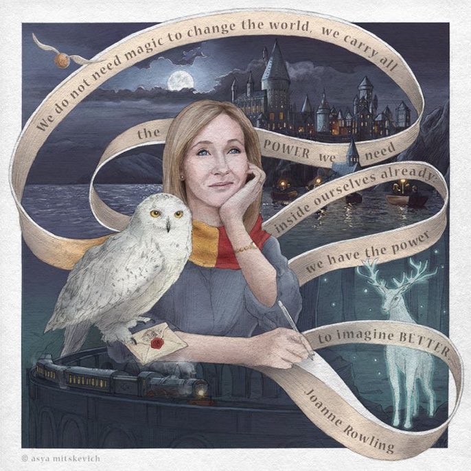 Harry_Potter_TM's tweet image. "No necesitamos magia para cambiar el mundo. Ya llevamos todo el poder que necesitamos dentro de nosotros".

JK Rowling