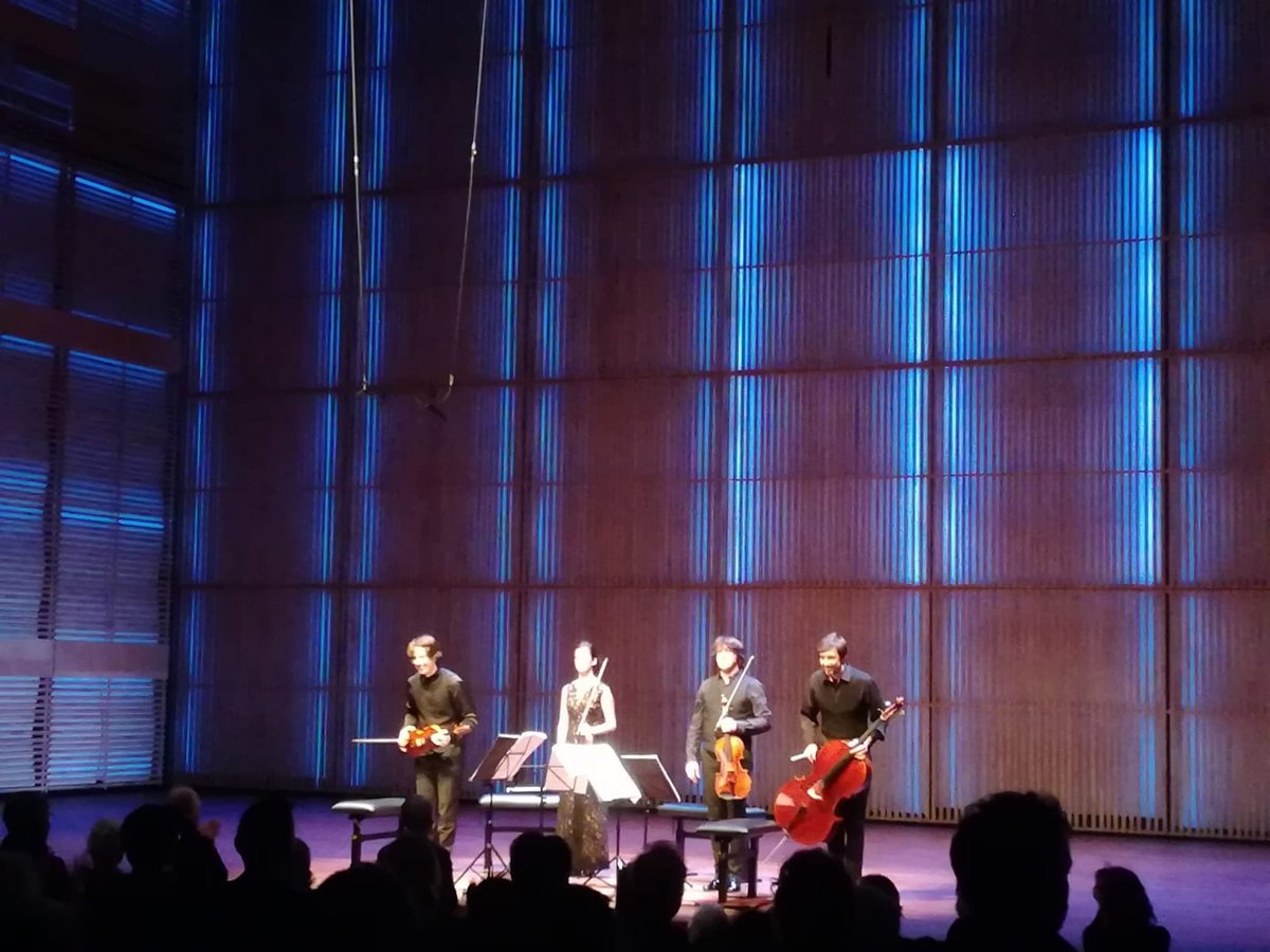 QuartetGerhard's tweet photo. Gràcies! Gracias! Thanks! 🙏🏻💫#standingovation #muziekgebouw #stringquartetbiennale #amsterdam #thankyou #beethoven https://t.co/iFMIUMHkRH