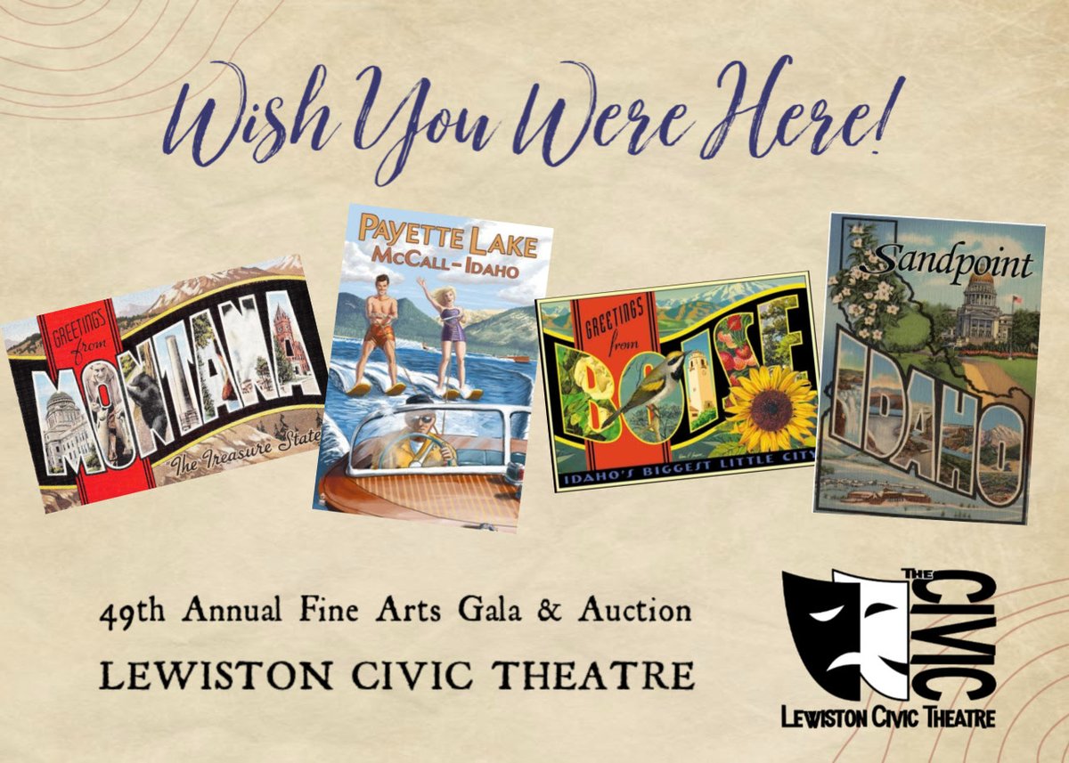 VisitLCValley's tweet photo. The 49th Annual Fine Arts Gala, "WISH YOU WERE HERE". Featuring Isaac Ryckeghem on Saturday March 7,2020 at the Red Lion Ballroom, 621 21st St, Lewiston. 

Please reserve seating by February 20, 2020 --> https://t.co/orP1jamvB7

#visitlewisclarkvalley https://t.co/zxKzZzvfWP