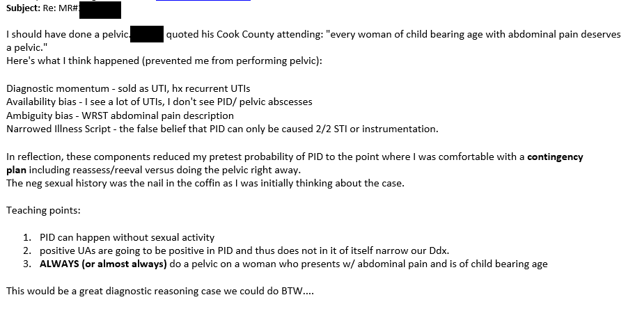 PaulBerglMD's tweet photo. Gave some Dx feedback to 1 of our chiefs.
(BTW I did not make Dx myself.)
This was the response I got.
This is amazing role modeling!
By end of training, this is exactly what every IM trainee should be able to do w/ Dx feedback.
#teachDx #improvingDx https://t.co/KtUfqSApgJ