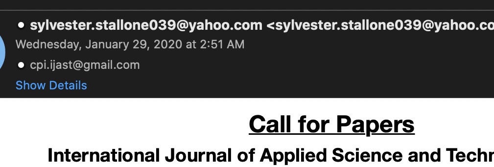 KarlB1117's tweet photo. I feel special knowing that Sly Stallone wants me to submit papers to his journal. https://t.co/elBbsDwhDR