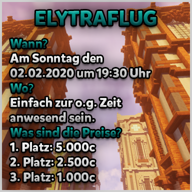 mc_marquee's tweet image. ✨ Wer ist dabei? 🛬

#mcmarquee #minecraft #minecraftde #marquee #community #deutsch #citybuild #towny #economy #wirtschaft #gs #informationen #event #mcevent #elytra #elytraflug