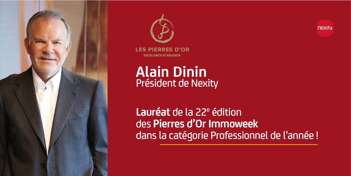 Une récompense pour Alain Dinin bien sûr mais aussi une grande fierté pour le  Groupe et l’ensemble de ses collaborateurs qui ont contribué à la mise en œuvre depuis 20 ans de sa vision. @Nexity @Immoweek
