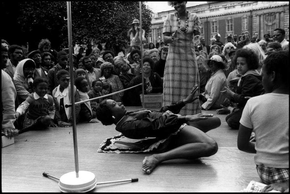 The Art of Album Covers..A Limbo competition at a festival in Brixton, 1974.Photo Chris Steele-Perkins .Used on the Wanted Afrobeat compilation, released 2017.