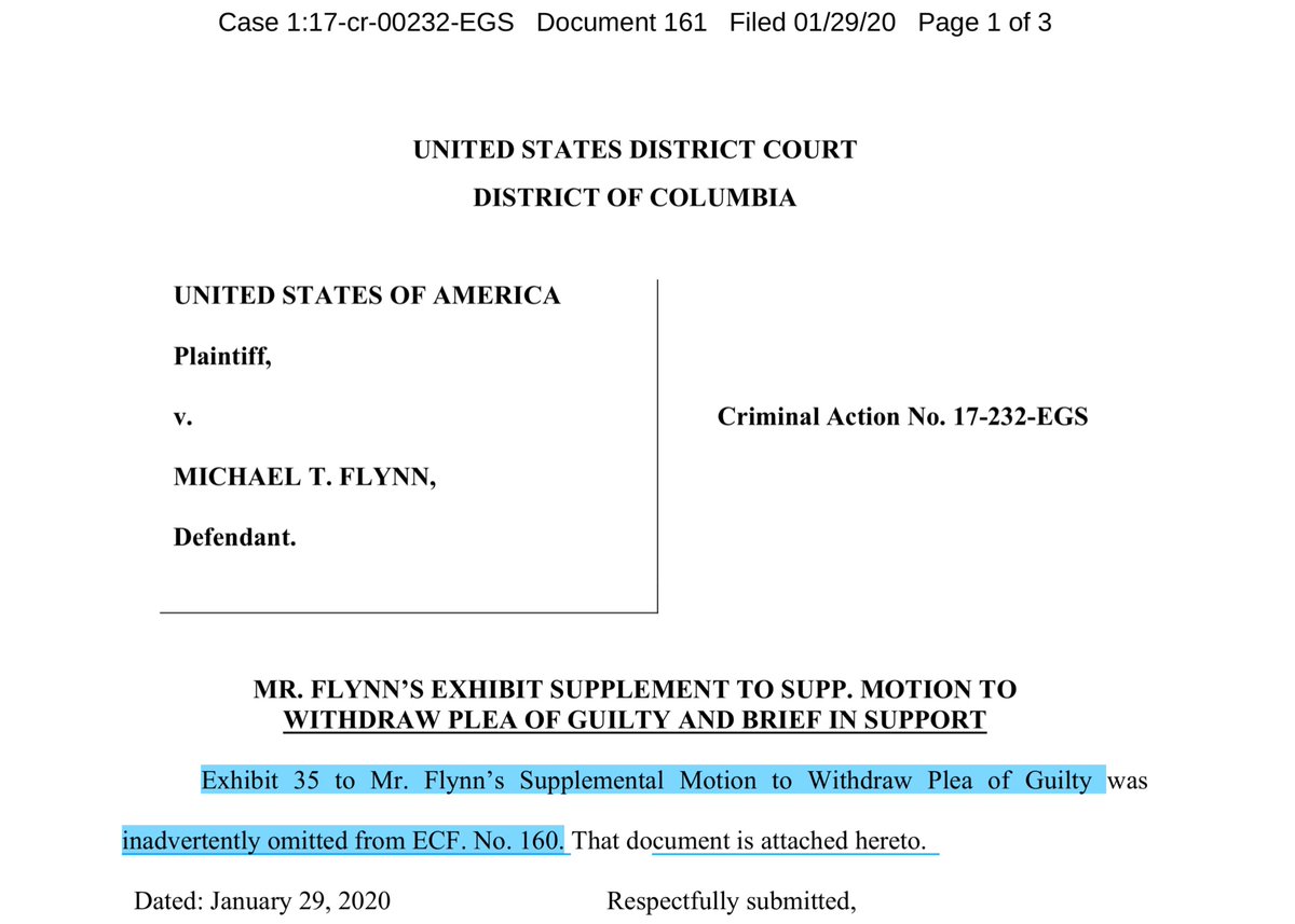 Irrespective to the meritorious arguments QAnon -Flynn is now arguing the fact remains:-you missed the deadline by almost an hour- failed to seek leave for excessive pages- forgot to attach exhibits.This is just sloppy & poor form. Perhaps the ineffective counsel is YOU