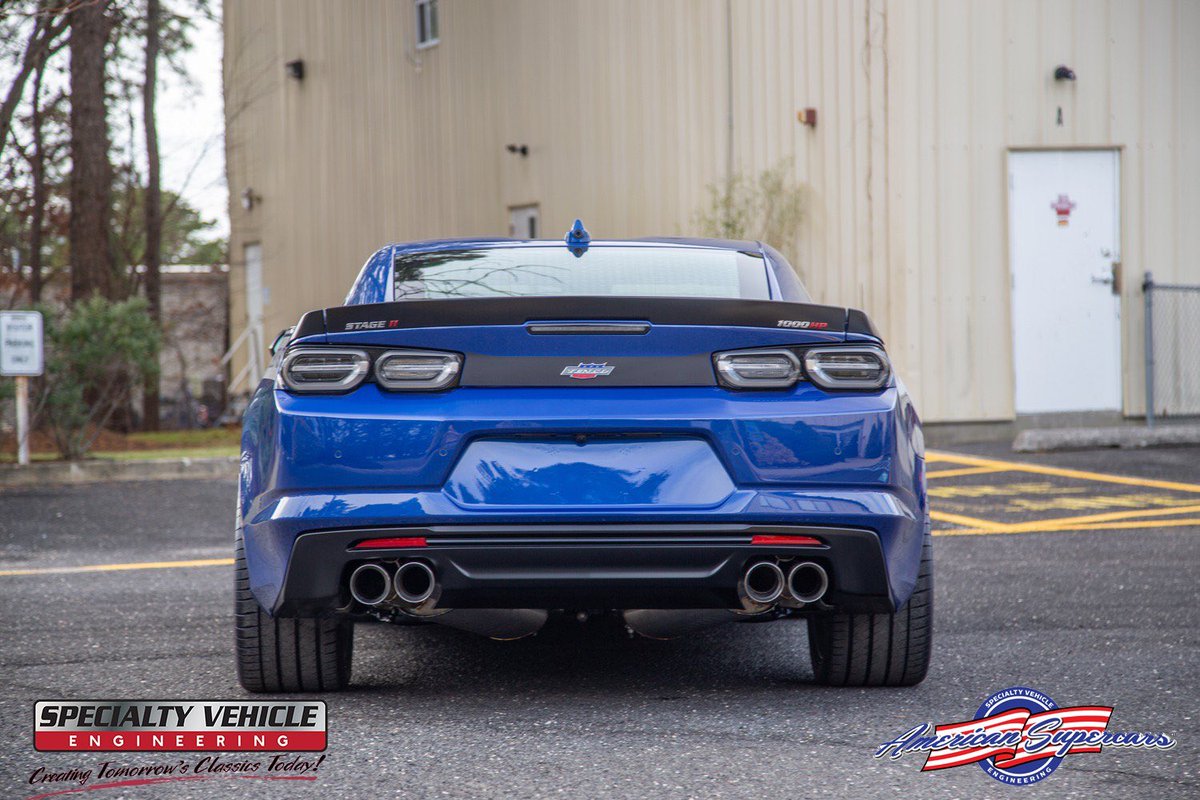 2020 1000HP Stage II Yenko/SC® Camaro Riverside Blue with Gray graphics and exposed #Carbon hood - Turn up your #Volume  #wednesdaywheels #SpecialtyVehicleEngineering #1000HP #Stage2 #Yenko #Camaro #tgif #fridayvibes #fridaymood <a href="/yenko_official/">Yenko</a> #camarofamily <a href="/teamchevy/">Chevrolet Racing</a>