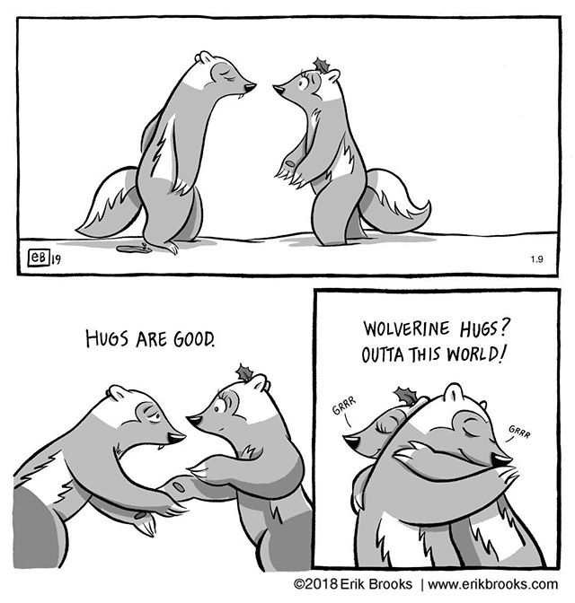 InkAndClaw's tweet photo. Wolverine hugs are clawesome, by @ErikBrooksBooks #WolverineWednesday #GuloGulo #GuloLuscus #GuloGuloLuscus #Carcajou #Quickhatch https://t.co/EjoXNfMD0M https://t.co/ikTgv1K9Ug