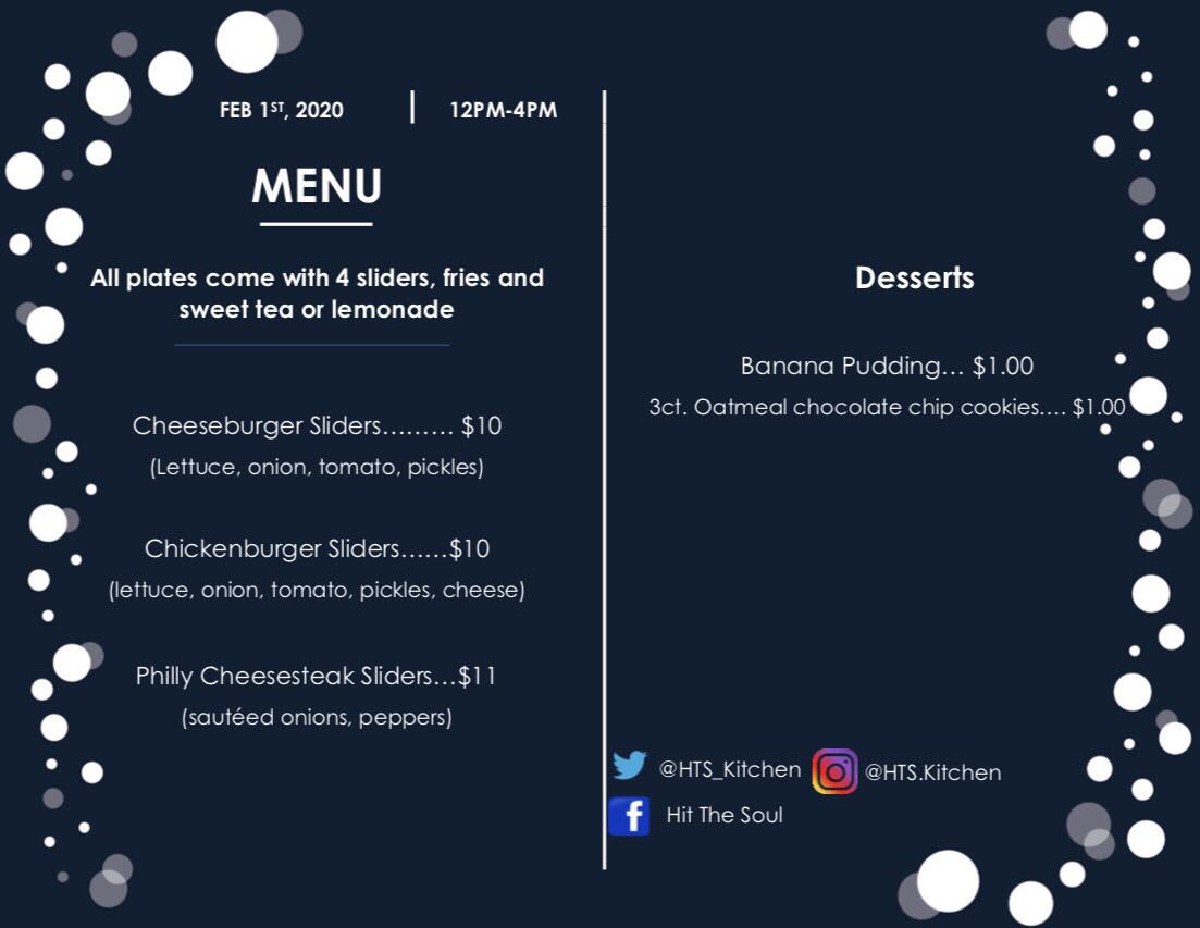 HTS_Kitchen's tweet image. Don’t forget to place your orders! 

No immediate payment is required for the sliders 

Last day to place and pay for a chicken wing platter has been pushed forward to Friday!! #Ssu #southernnotstate #SCAD