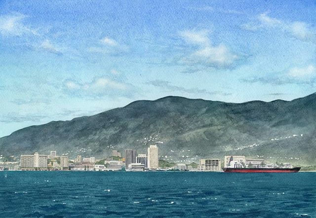 ashingbrian's tweet photo. "Kingston" 10.5" x 15" watercolour on Fabriano cold pressed paper. #watercolour #art #caribbeanart #caribbean #city #aquarelle #watercolor #water #skypainting #landscapepainting #landscape #fineart #trinidadartist #brianashing #watercolor_daily https://t.co/Bbw9CrjVhN https://t.co/gzsKRYW00J