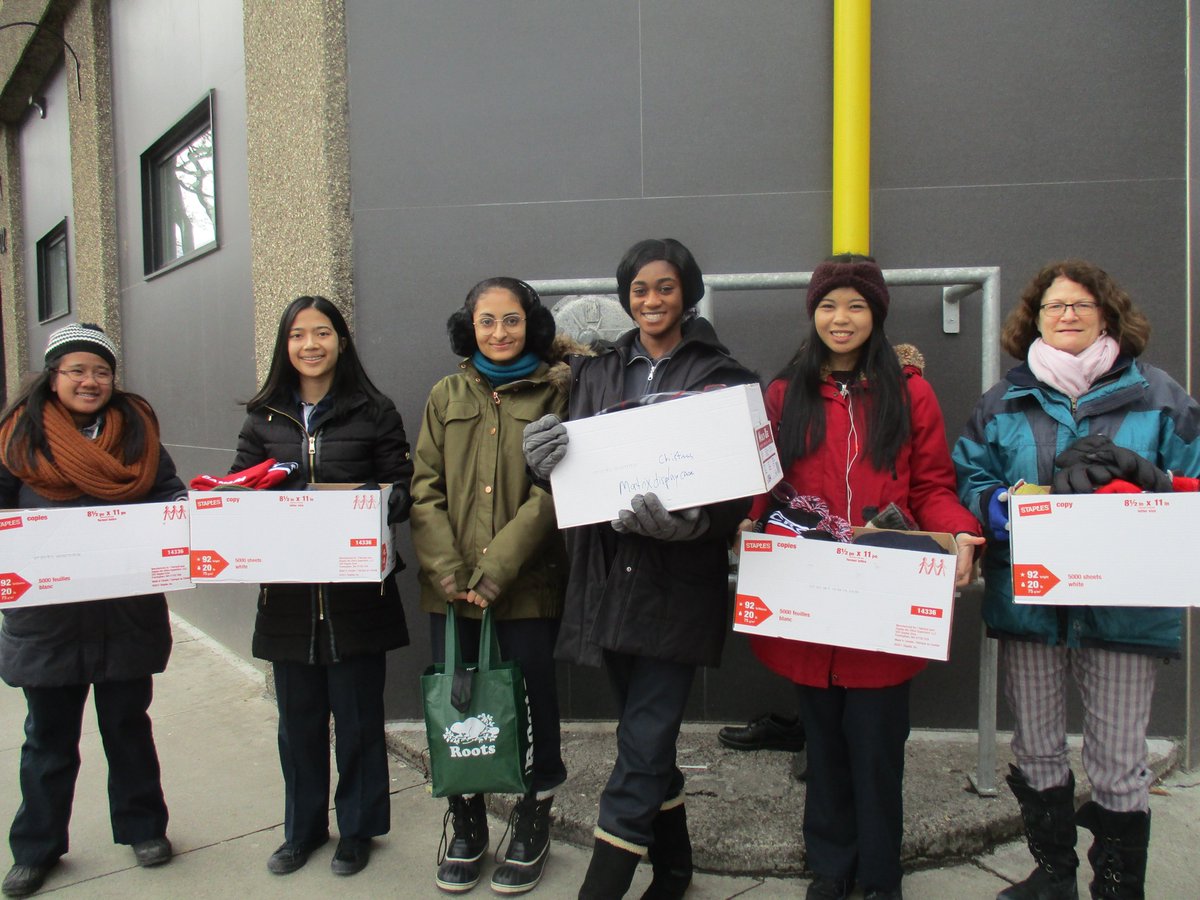 LoyolaChapel's tweet photo. Four boxes full of beautiful winter warmth donations from the @loyolacss community were gratefully accepted by men and women on the cold streets of Toronto outside of the @goodshepherd_to https://t.co/wulXodH6gP