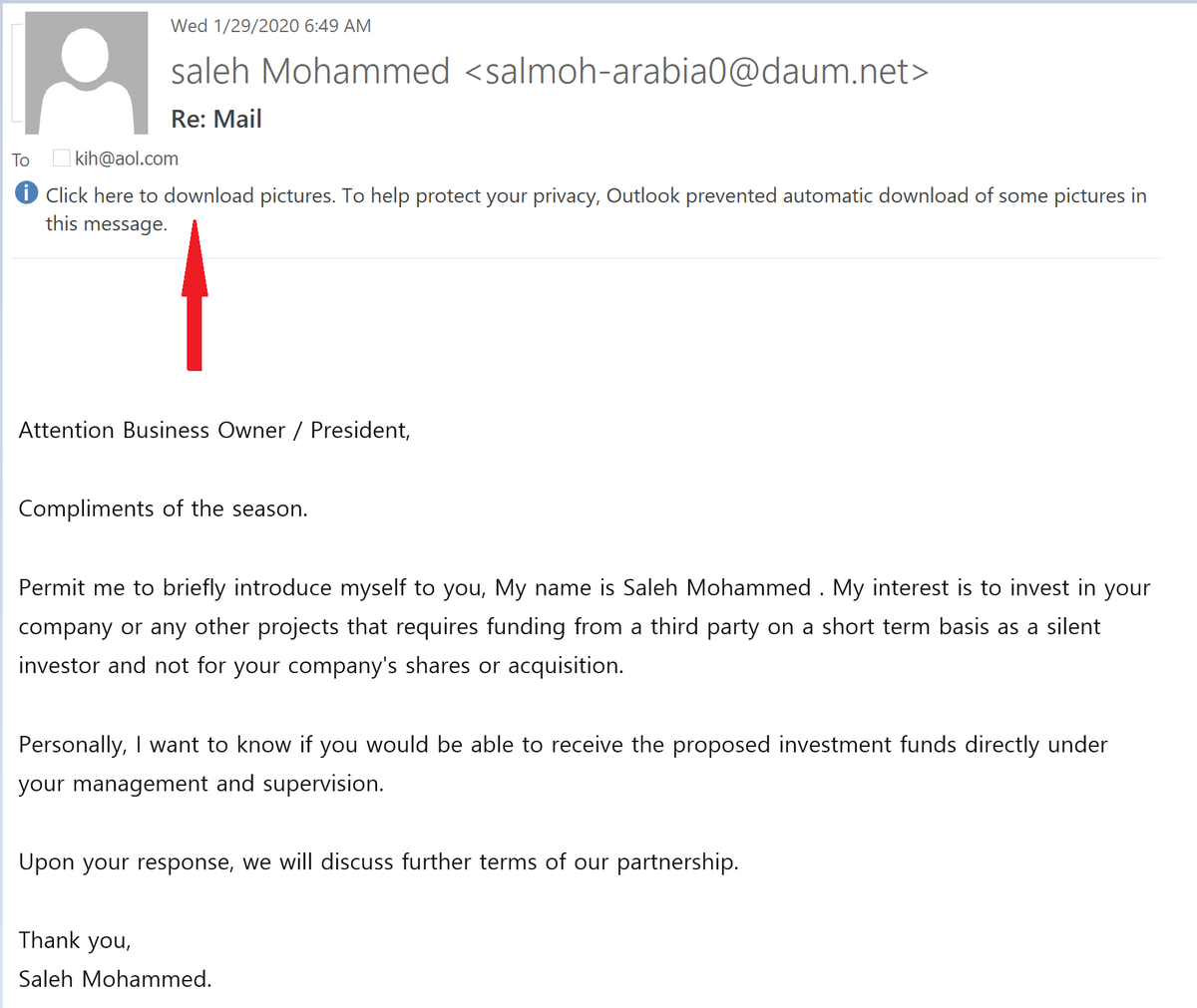 Even scammers leverage tracking pixels to gauge the success of their campaigns. I could really use a silent investor - you think I should reach out to Mr. Mohammed?